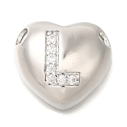 Letter L Стойка металлическая латунная микропрофилированная кубическая циркония подвески, без кадмия и без свинца, сердце с подвесками в виде буквы az, платина, Письмо L, 14.5x16x6 мм, отверстие : 3 мм