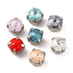 Платина Шить на горный хрусталь, многожильные звенья из стекла, хрусталя и стразов, с настройками латуни, аксессуары для одежды, граненые, плоско-круглые, платина, 6x6x5.5 мм, отверстие : 0.9 мм