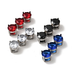 Mixed Color 316 Surgical Stainless Steel Micro Pave Cubic Zirconia Slide Charms, Stainless Steel Color, Diamond, Mixed Color, 29.5x10x8mm, Hole: 2x4mm