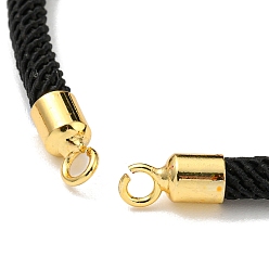 Black Nylon Cords Bracelet Makings Fit for Connector Charms, with Brass Findings and 304 Stainless Steel Lobster Claw Clasps, Long-Lasting Plated, Black, 6-1/2~6-3/4 inch(16.5~17cm), Hole: 1.8mm