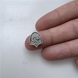 Античное Серебро Сплавочные овальные бусины тибетского стиля , кисточка вилка линкер, античное серебро, 13x11 мм, отверстие : 2 мм, Около 330 шт / 500 г