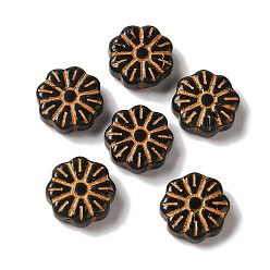 Черный Непрозрачные бусины лэмпворк, цветок, чёрные, 15x6 мм, отверстие : 1 мм, Около 45~55 шт / 100 г