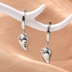 Hot Pepper Латунные кубических серьги циркония обруч, без свинца и без кадмия, платина, острый перец, 27x8.5 мм