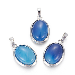 Натуральный Агат Природные подвески агат, с латунной фурнитурой , овальные, платина, 25~26x17~17.5x8~9 мм, отверстие : 8x5 мм