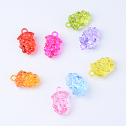 Mixed Color Transparent Acrylic Pendants, Grape, Mixed Color, 30x19x12.5mm, Hole: 2.5mm, about 150pcs/500g
