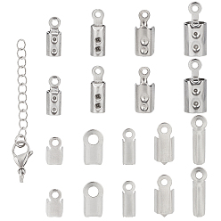 Stainless Steel Color 304 Stainless Steel Column Cord Ends, Stainless Steel Color, Fit For 1mm Rhinestone, 12.5x5x5mm, Hole: 1mm, 500pcs/Box