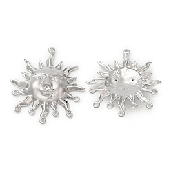 Платинированный Звенья люстры из латуни с фианитами, без кадмия, без никеля и без свинца, солнце, Реальная платина, 30x26x5 мм, отверстие : 1.2 мм