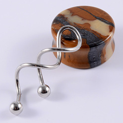 Другие 304 длинные серьги-штанги из нержавеющей стали для хрящей, цвет нержавеющей стали, форма волны, 5 мм, штифты : 1.6 мм