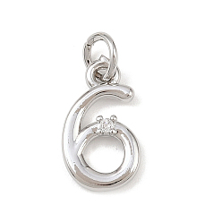 Платина Латунные микропаве прозрачные кубические циркониевые подвески, число 6, с целью перехода в кольце, без кадмия и без свинца, стойки покрытие, долговечный, платина, 14~15x4.5~11x2 мм, отверстие : 3 мм