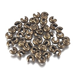 Antique Bronze Iron Crimp Beads Covers, Antique Bronze, 4.5x4x3mm, Hole: 1.5mm, about 100pcs/bag