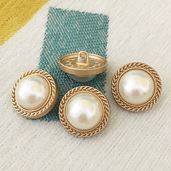 Золотой Кнопки сплава хвостовиком, с имитацией жемчужина бисера, 1-луночное, полукруглый, золотые, 20 мм