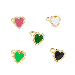 (52) Непрозрачная лаванда Регулируемое кольцо с печаткой в форме сердца из эмали, настоящие позолоченные украшения из латуни для женщин, без свинца и без кадмия, разноцветные, внутренний диаметр: 18 мм