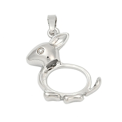 Кролик Сеттинги для кулона (кабошонов), латунь , настройки открытой спины, животных серии, платина, кролик, 28.5x27.5x7 мм, отверстие : 8 мм, лоток : 17x12.5 мм