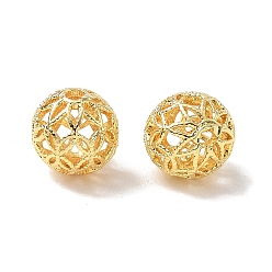 Real 18K Gold Plated Brass Beads, Hollow Round
, Long-Lasting Plated, Rack Plating, Lead Free & Cadmium Free, Real 18K Gold Plated, 10x10mm, Hole: 1.4mm