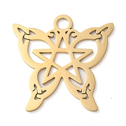 Золотой 304 подвески из нержавеющей стали, бабочка со звездочками, золотые, 40x40x1.5 мм, отверстие : 4.8 мм