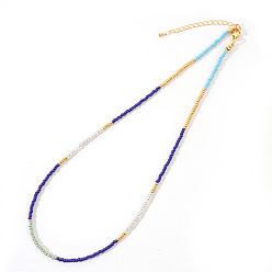 Розовато-лиловый Винтажное короткое разноцветное ожерелье из стеклянных бус, розовато-лиловый