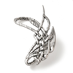 Античное Серебро 316 хирургические серьги-манжеты из нержавеющей стали., крыло, осталось, античное серебро, 65x46 мм