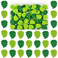 (52) Непрозрачная лаванда 100шт 2 цветные кабошоны из непрозрачной смолы, лист, разноцветные, 18.5x15.5x4 мм, 50 шт / цвет