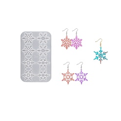 Снежинка Силиконовые формы, формы для литья смолы, для уф-смолы, изготовление ювелирных изделий из эпоксидной смолы, белые, снежинка, 190x115x4 мм