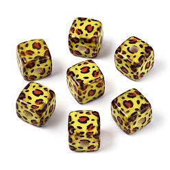 Другие Непрозрачные акриловые бусины с лазерной печатью, кубические, леопардовым принтом, 14x14x14 мм, отверстие : 3.2 мм