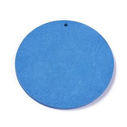 Blue Wood Big Pendants, Flat Round, Dyed, Blue, 60~60.5x2.5mm, Hole: 1.5mm