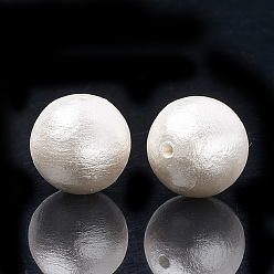 White Compressed Cotton Pearl Beads, Eco-Friendly, Dyed, Round, White, 18~18.5mm, Hole: 1.6mm