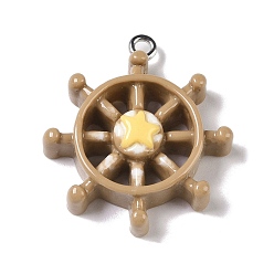 Anchor & Helm Подвески из непрозрачной смолы на тему океана, Подвески в виде морских животных с железными петлями с платиновым покрытием, якорь и штурвал, 29.5x25.5x7.5 мм, отверстие : 2 мм