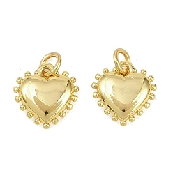 Настоящее золото 18K Латунные подвески, сердце прелести, с целью перехода в кольце, реальный 18 k позолоченный, 10x9.5x3 мм, отверстие : 2.5 мм