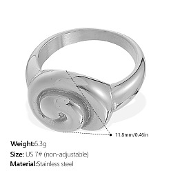Color de Acero Inoxidable 304 anillos de dedo de acero inoxidable para mujer, espiral, color acero inoxidable, tamaño de EE. UU. 7 (17.3 mm)