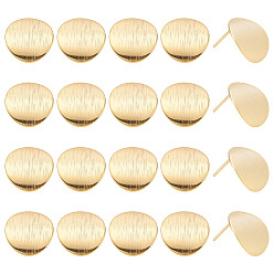 Настоящее золото 18K 20 шт. фурнитура для сережек-гвоздиков из гальванизированной латуни, с петлей, долговечный, без никеля , плоско-круглые, реальный 18 k позолоченный, 15 мм, отверстие : 2 мм, штифты : 0.5 мм, 20 шт / комплект