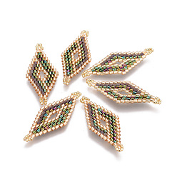 Разноцветный Японский бисер miyuki & toho ручной работы ссылки, Ткацкий станок, ромб, красочный, 40.5x16~16.5x2 мм, отверстие : 2 мм