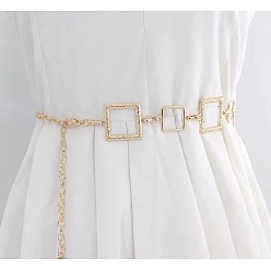 Золотой Полые звенья из сплава квадратной цепи пояса-цепочки для талии живота для женщин, золотые, 1100 мм