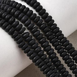 Black Onyx Натуральные бусины из черного оникса (окрашенные и нагретые), матовые, рондель, 4x2 мм, отверстие : 0.9 мм, около 167~173 шт / нитка, 15.16~15.35 дюйм (38.5~39 см)