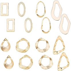 Golden 32Pc 8 Style Brass Linking Rings, Mixed Shape, Golden, 22~33x13~23x1mm, 4pcs/style