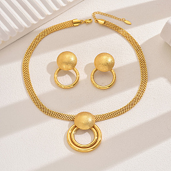 Настоящее золото 18K Элегантные винтажные повседневные круглые/кольцо железные серьги и ожерелья наборы для женщин, реальный 18 k позолоченный