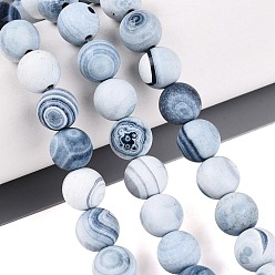 Steel Blue Dyed Natural Agate Beads Strands, Smooth Round, Steel Blue, 10mm, Hole: 0.7~1.2mm, about 37~38pcs/strand, 14.37~14.96 inch(36.5~38cm)