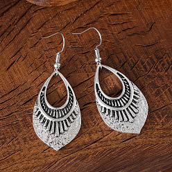 Античное Серебро Серьги-подвески из цинкового сплава в стиле бохо, слеза, античное серебро, 52x20 мм