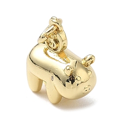 Настоящее золото 18K Латунь прелести, свинья очарование, стойки покрытие, без кадмия и без свинца, долговечный, реальный 18 k позолоченный, 13.5x12x7 мм, отверстие : 3.5 мм
