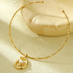 Другие 304 Женские подвески-чокеры с открытым колье из нержавеющей стали, реальный 18 k позолоченный, спиральную форму, внутренний диаметр: 5.08 дюйм (12.9 см), спираль: 39x25 мм