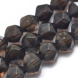 Дымчатый Кварц Природный дымчатый кварц нитей бисера, граненые, круглые, звезды вырезать круглые бусы, 9~10 мм, отверстие : 1.2 мм, около 38~40 шт / нитка, 14.5 дюйм ~ 15.9 дюйм (37~40.5 см)