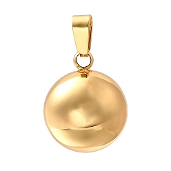 Golden 304 Stainless Steel Pendants, Round Charm, Golden, 17.5x14mm, Hole: 5.5x3mm