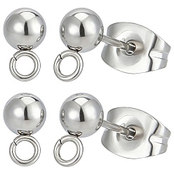 Нержавеющая Сталь Цвет 304 серьги-гвоздики из нержавеющей стали, с петлей, с уха орехов, цвет нержавеющей стали, 16x4 мм, отверстие : 1.5 мм, штифты : 0.8 мм, 100 шт / коробка