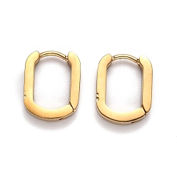 Oro 304 pendientes de aro de acero inoxidable huggie, oval, dorado, 14x11x3 mm, pin: 1 mm