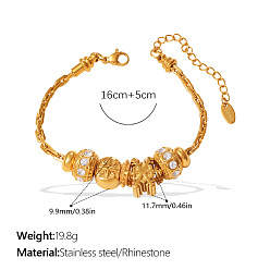 Снежинка 304 Браслеты из нержавеющей стали и кубического циркония, браслеты-цепочки со скрепками для женщин, золотые, снежинка, 6.30 дюйм (16 см)