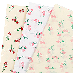 (52) Непрозрачная лаванда 15шт 3цвета упаковочная бумага, цветочный букет оберточная бумага украшение, прямоугольник с рисунком розы, разноцветные, 702x496x0.1 мм, 5 шт / цвет