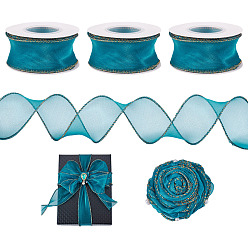 Кадет Синий 3 рулоны лент из полиэстеровой органзы, для поделок своими руками, бантики для волос и украшение подарка, кадетский синий, 1-3/4 дюйм (45 мм), около 10.00 ярдов (9.14 м) / комплект