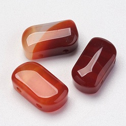 Красный Агат Природные красные агатовые многожильные звенья, окрашенные, прямоугольные, 16x9x6 мм, отверстие : 2 мм