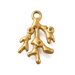 Настоящее золото 18K 304 подвеска из нержавеющей стали со стразами, подвеска коралловой ветки, ионное покрытие (ip), реальный 18 k позолоченный, пригодный для 0.8 стразами мм, 13.5x9x2 мм, отверстие : 1.2 мм