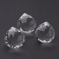 Прозрачный Стекло подвеска, кристалла Suncatcher, большая слеза, граненые, прозрачные, 46x38~40 мм, отверстие : 1 мм