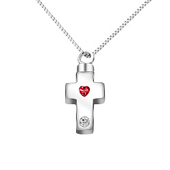 Cross Колье со стразами, колье из платины и латуни для женщин, крестик, 19.69 дюйм (50 см), крест: 31x14x8 мм